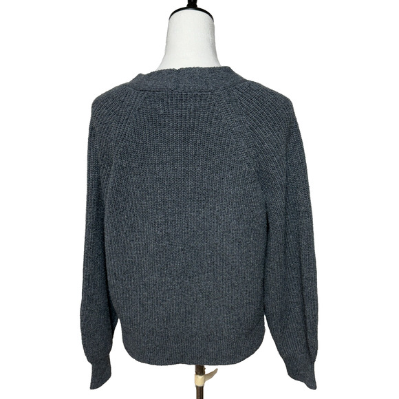Old Navy Cardigan Womens Medium Gray Wool Blend Button Front V Neck Sweater NWT - Picture 2 of 10